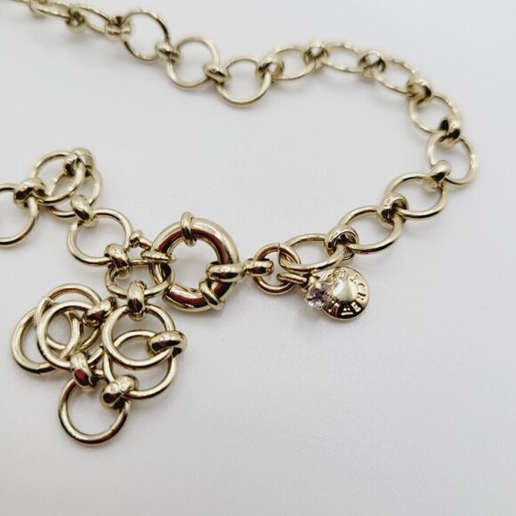 J. Crew Statement Necklace Coral Blue Gold Tone Poured Glass Look SIgned 21.5" - Picture 8 of 9